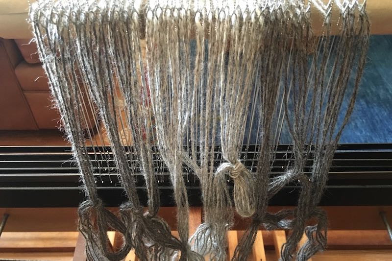 View of weaving set on loom